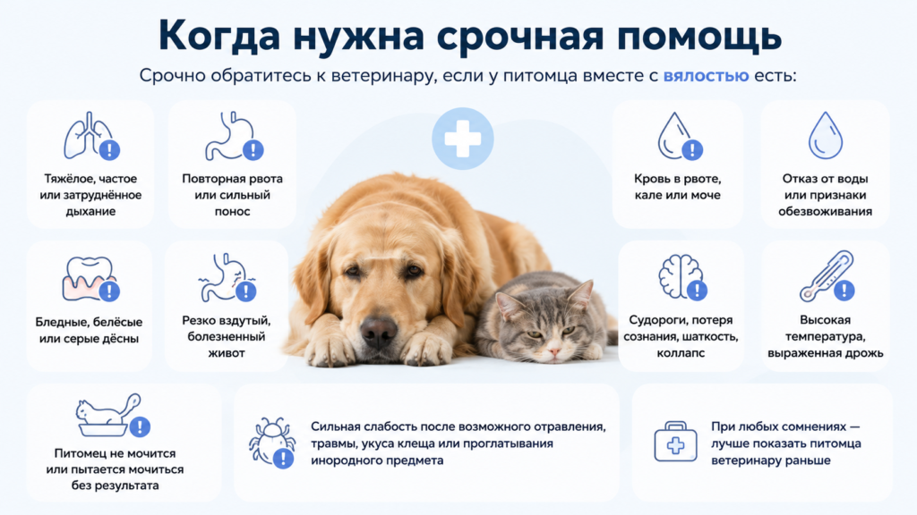 Симптомы, при которых вялую кошку или собаку нужно срочно показать ветеринару